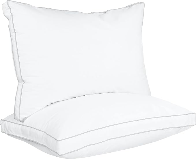 White queen-size pillows from Utopia Bedding Bed Pillows for Sleeping Queen Size (White) shown on a simple background.