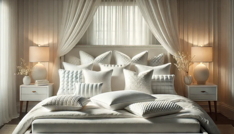 A cozy white bed featuring pillows and a white headboard, ideal for comfort with the 10 best firm pillows.